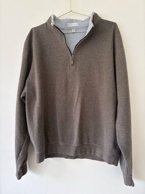 Peter Millar Quarter Zip Pullover Men’s L Brown Sweater 100% Cotton